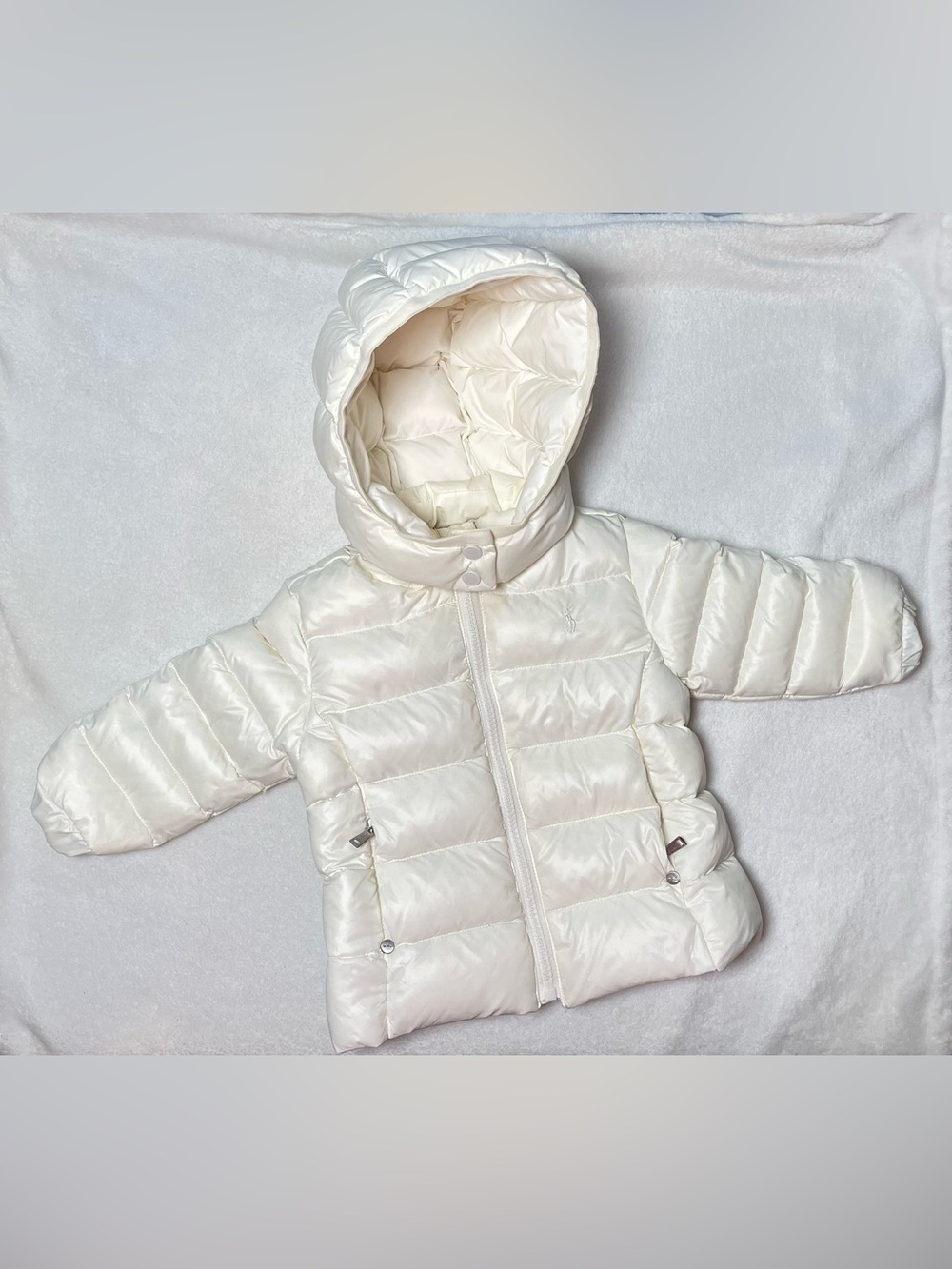 Ralph Lauren Cream Quilted Puffer Jacket with Hood